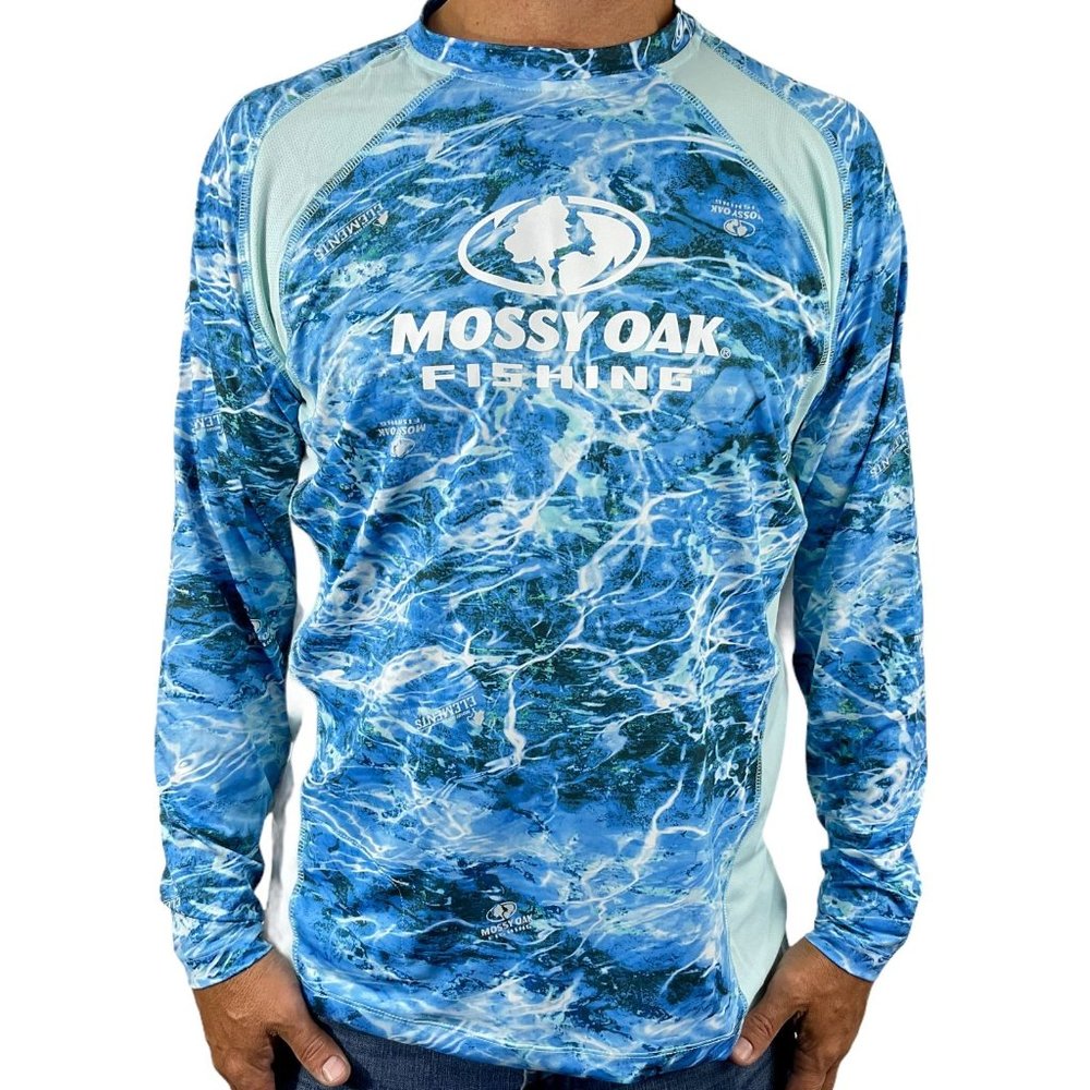 Mossy Oak Shirt Mens LS Fishing XL Vented Tech Tee Upf 40+ Wicking Nautical Nwt